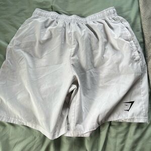 WHITE GYMSHARK SHORTS